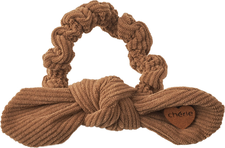 pony scrunchie corduroy heart bow