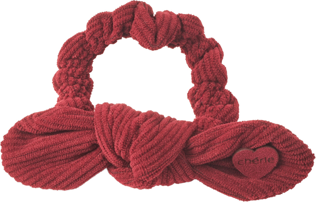 pony scrunchie corduroy heart bow