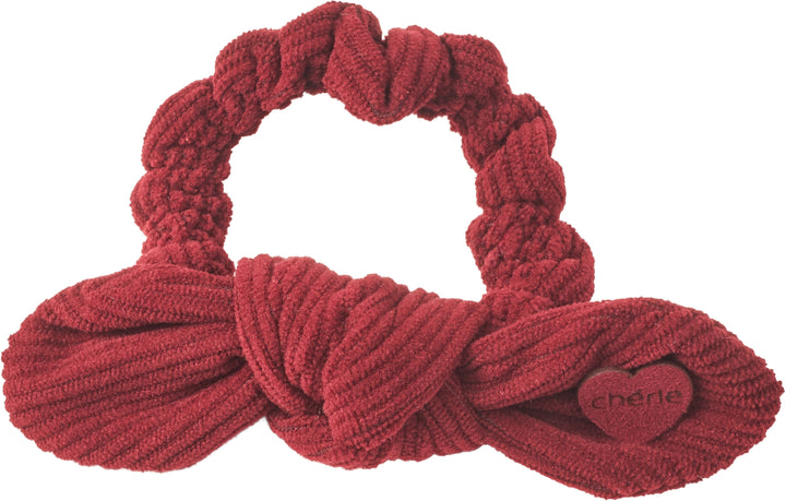 pony scrunchie corduroy heart bow