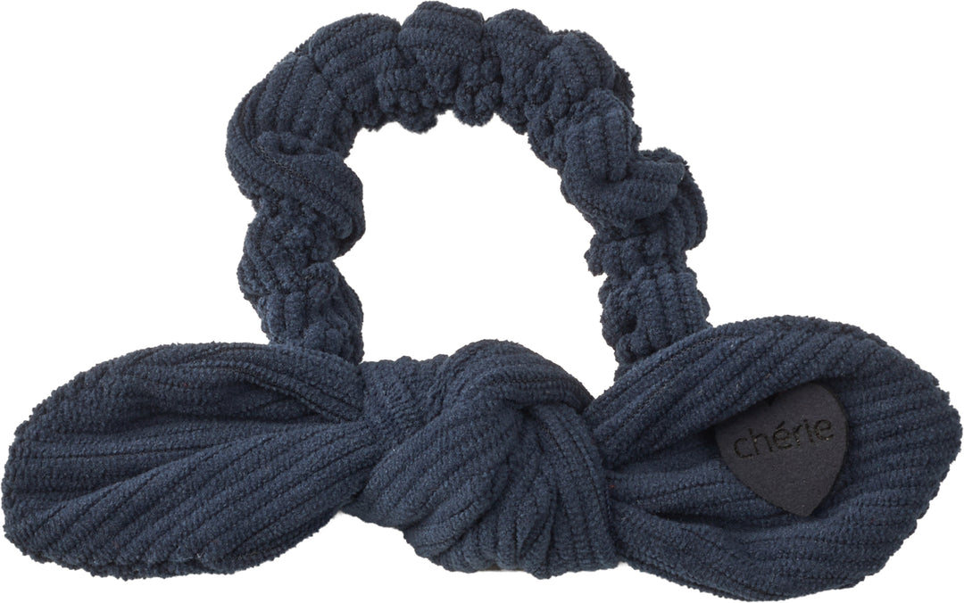pony corduroy heart scrunchy bow