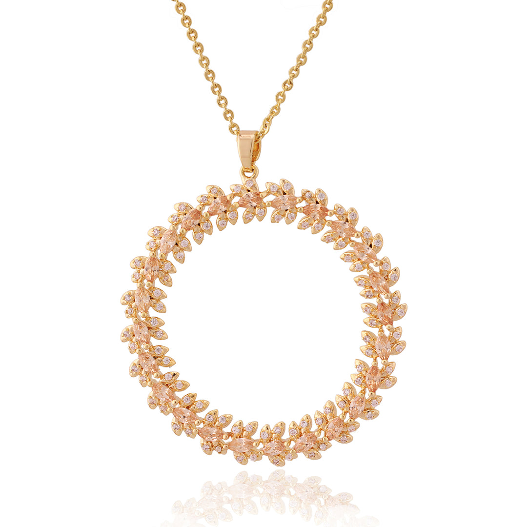 necklace hollow round leaves