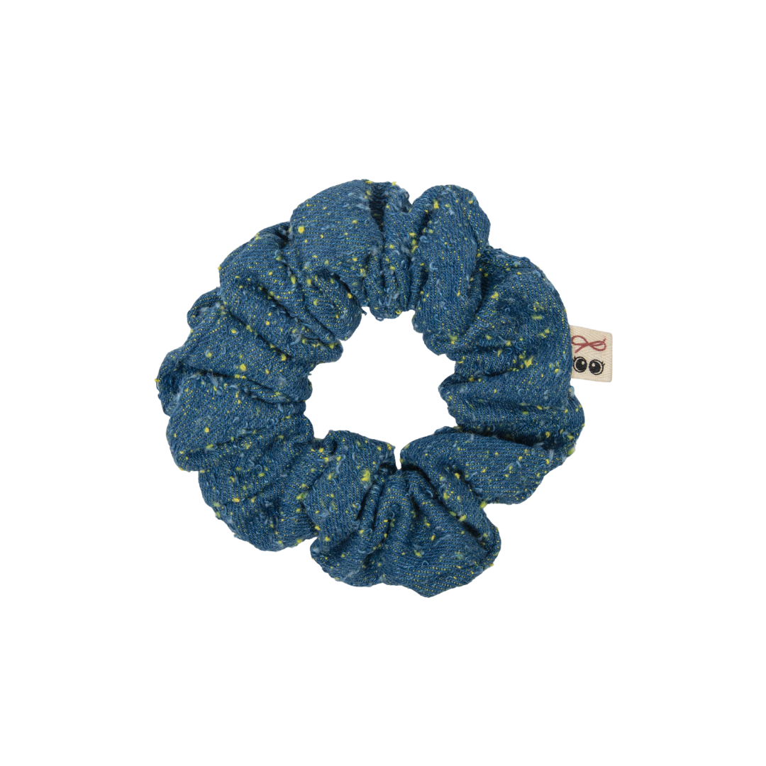 pony scrunchie fray denim