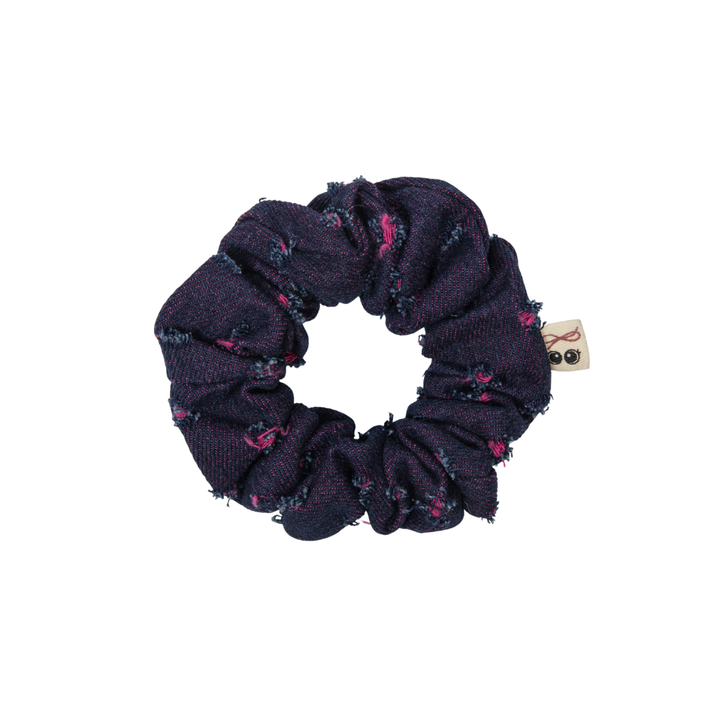 pony scrunchie fray denim