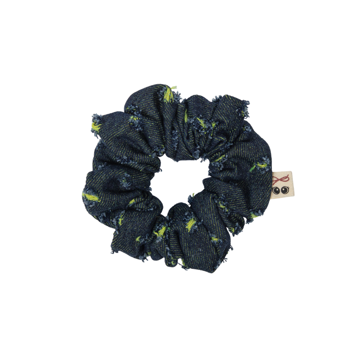 pony scrunchie fray denim