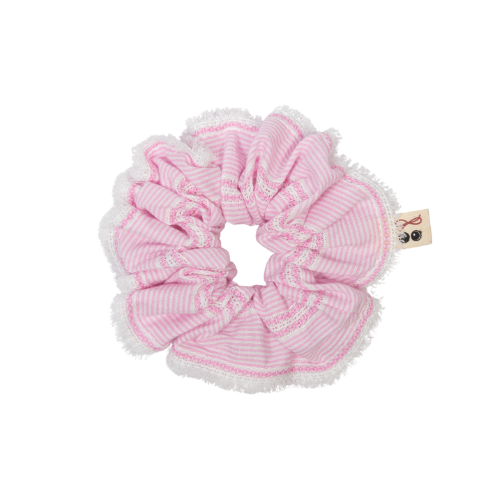 pony scrunchie pin stripe and gingham with edge