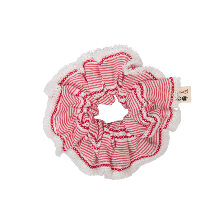 pony scrunchie pin stripe and gingham with edge