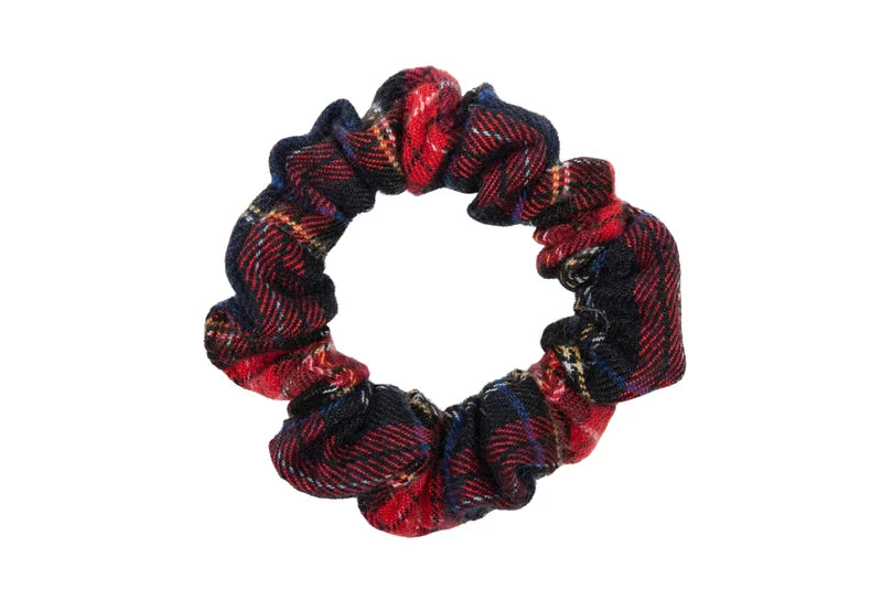 pony winter check mini scrunchy