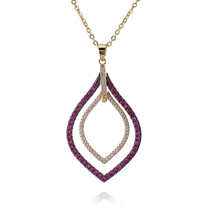 necklace angled two tone teardrop
