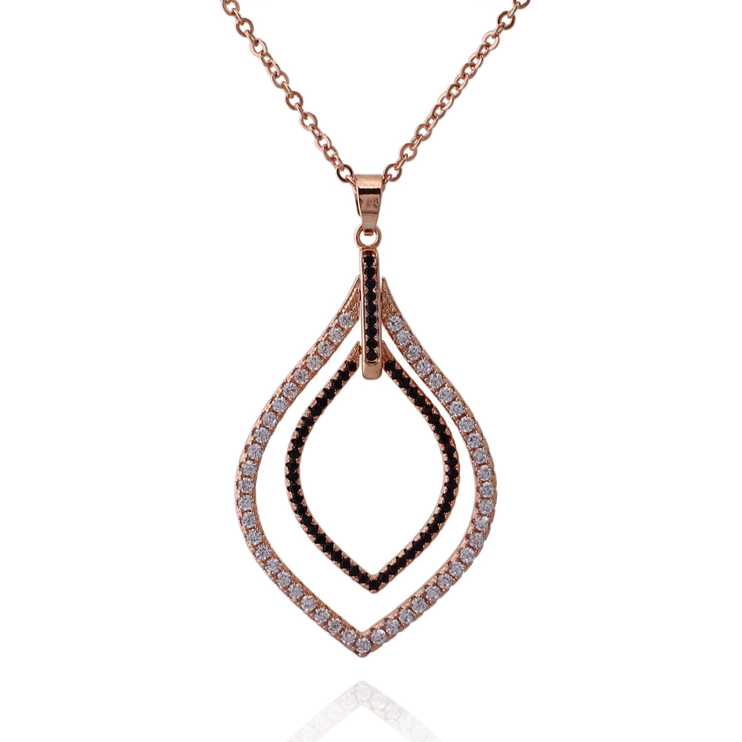 necklace angled two tone teardrop