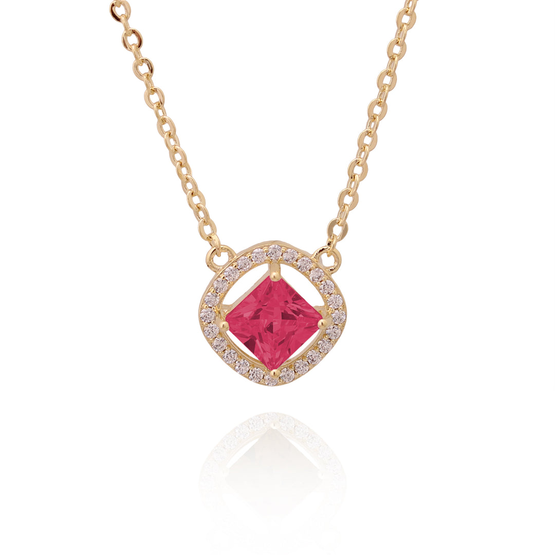 necklace square solitaire stone pendant