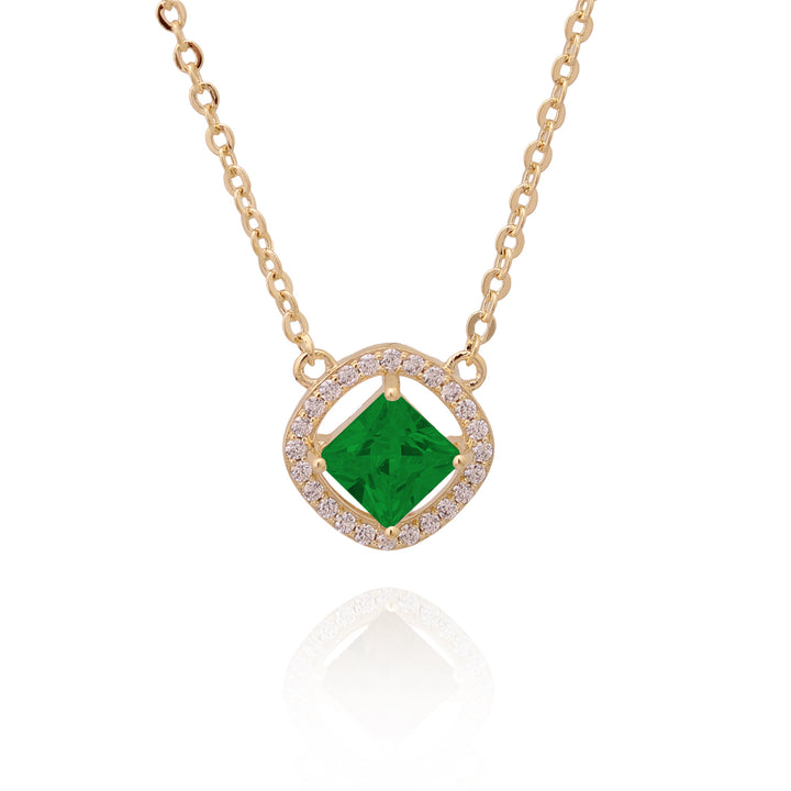 necklace square solitaire stone pendant