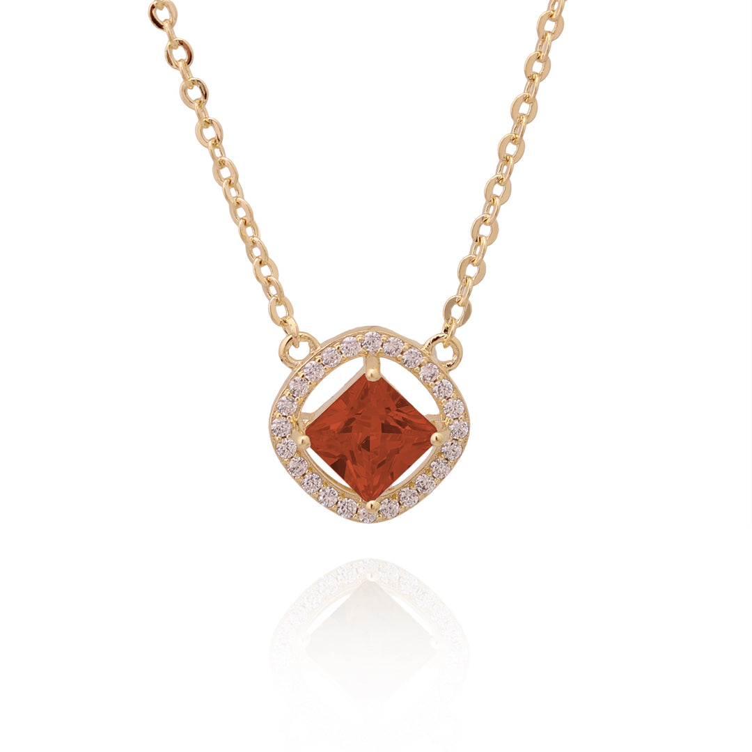 necklace square solitaire stone pendant
