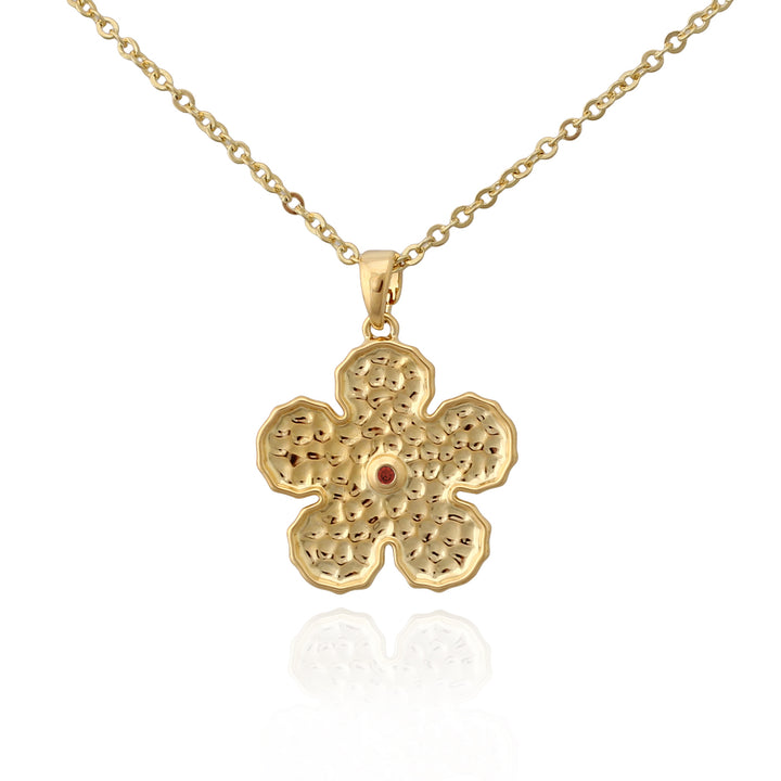 necklace hammered flower pendant