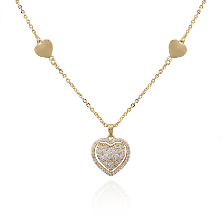 necklace pendant puffed cz heart
