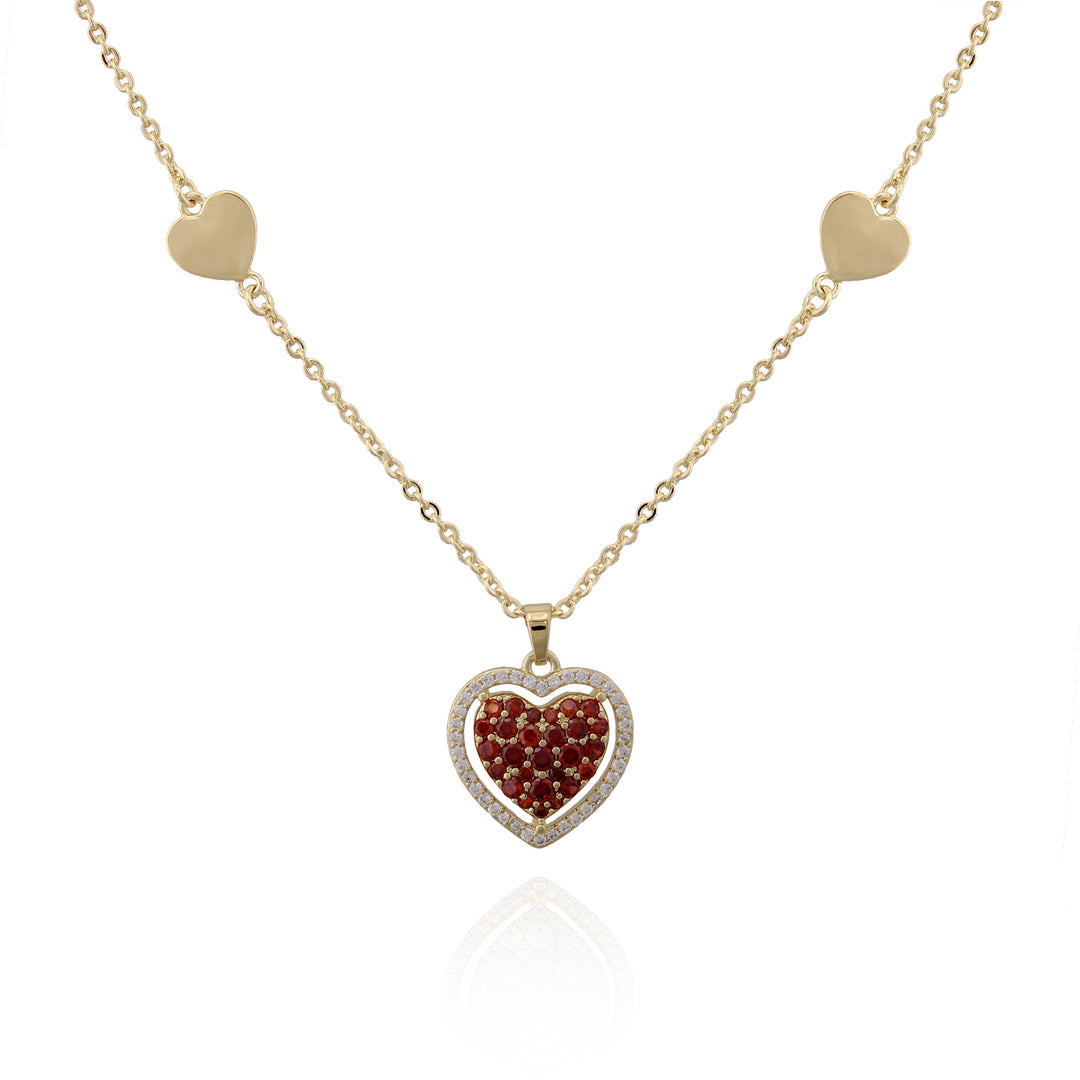 necklace pendant puffed cz heart
