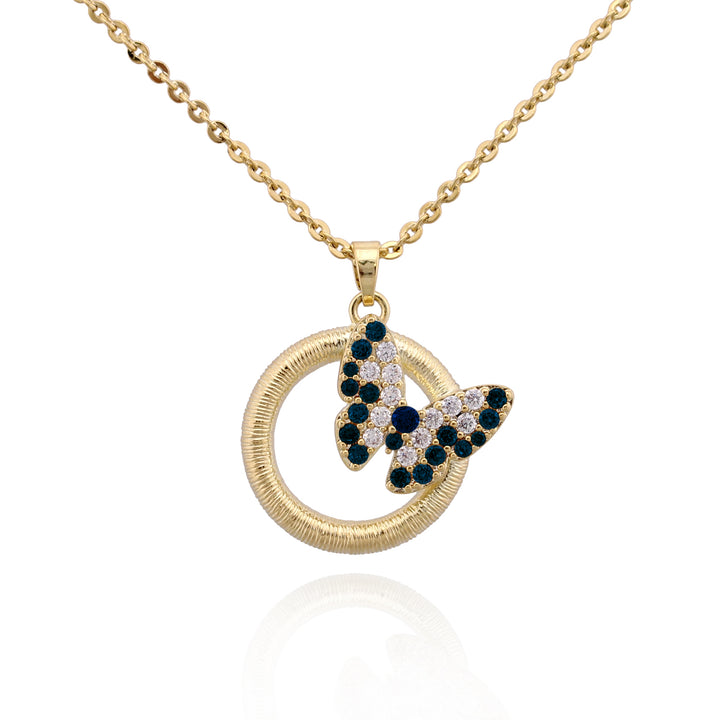 necklace pendant butterfly on gold ring