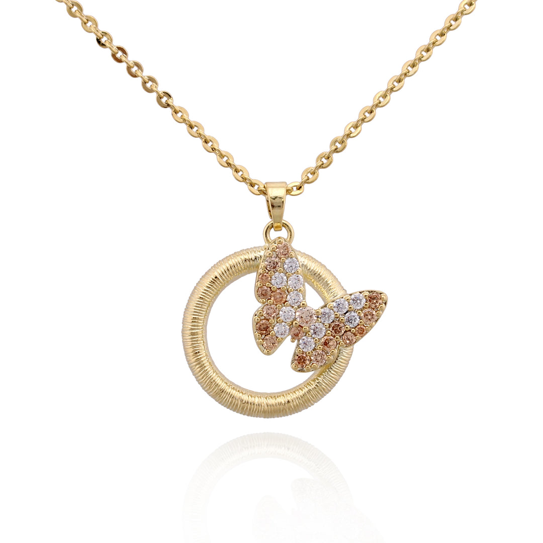 necklace pendant butterfly on gold ring