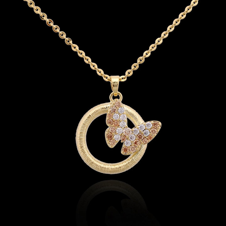 necklace pendant butterfly on gold ring