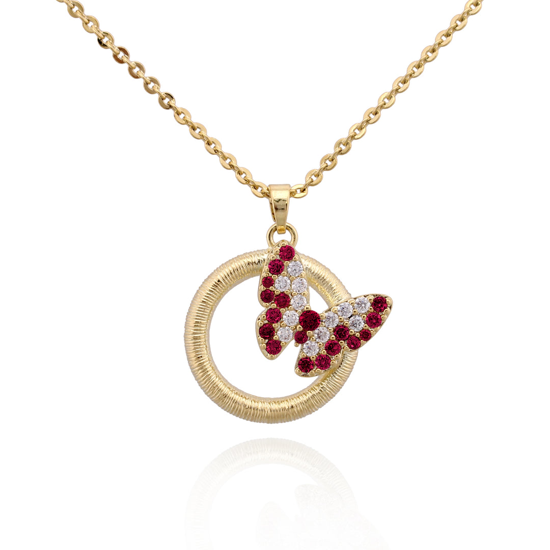 necklace pendant butterfly on gold ring