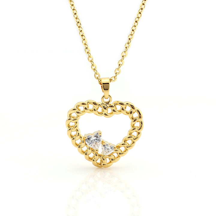 necklace curb chain outline heart w stones