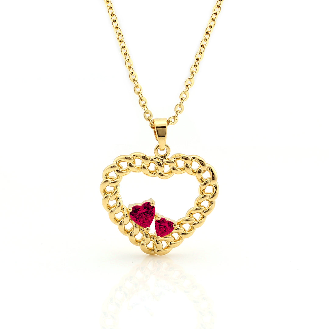 necklace curb chain outline heart w stones