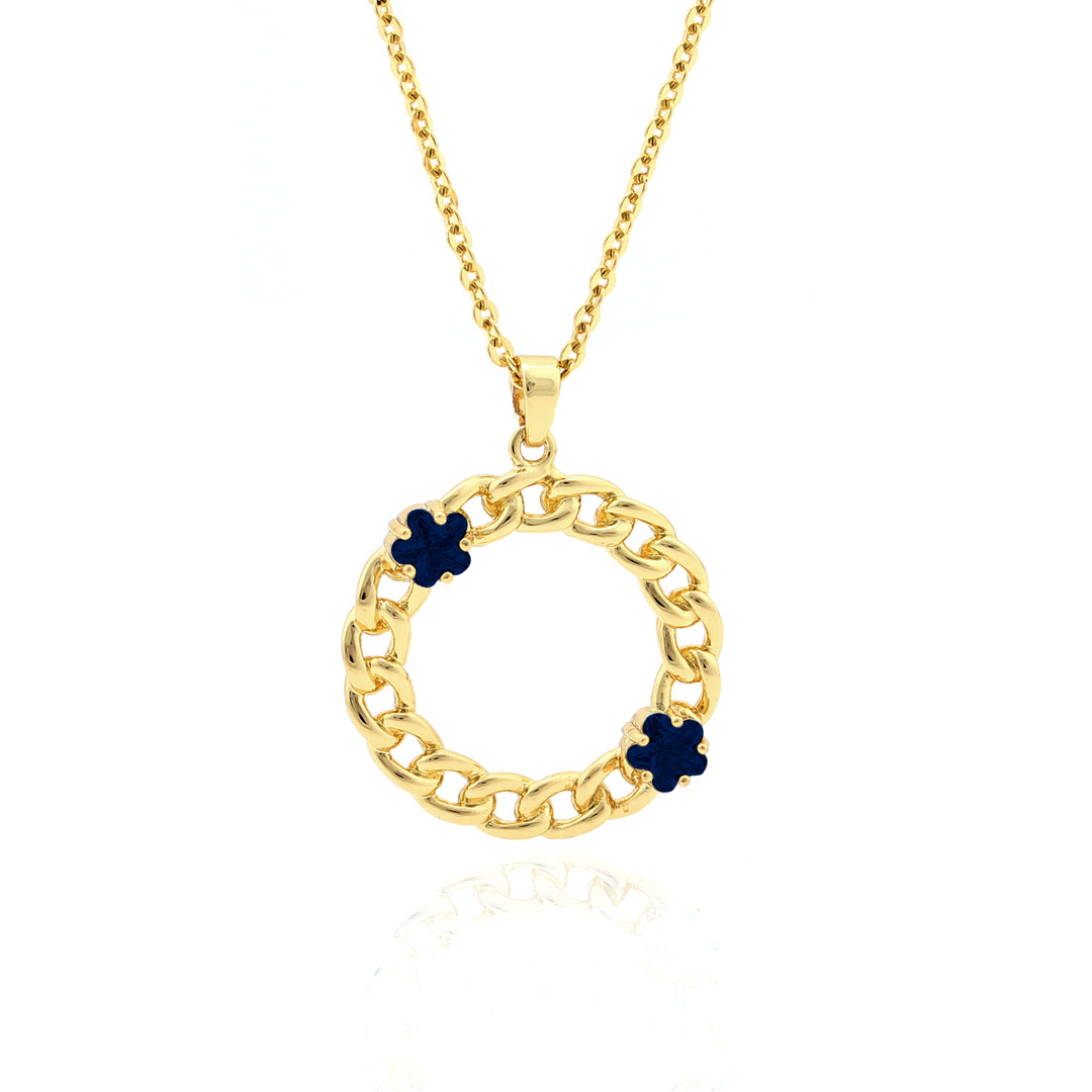 necklace curb circle w flower stones