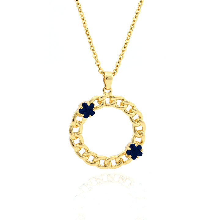 necklace curb circle w flower stones