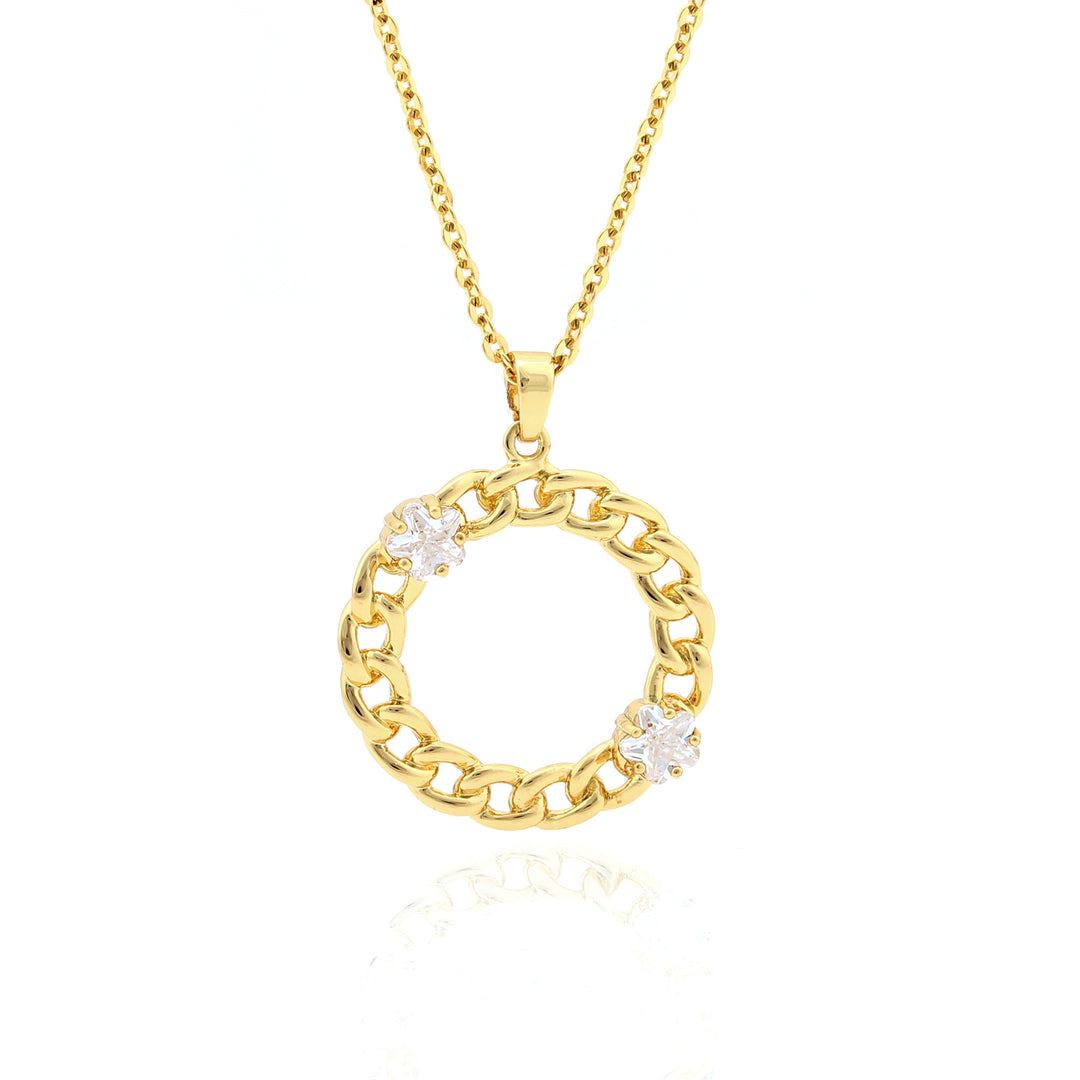 necklace curb circle w flower stones