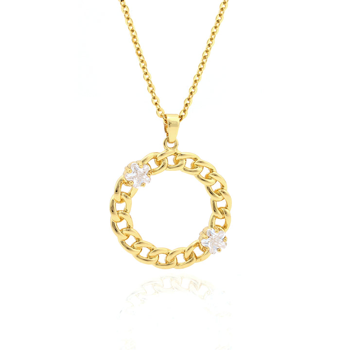 necklace curb circle w flower stones