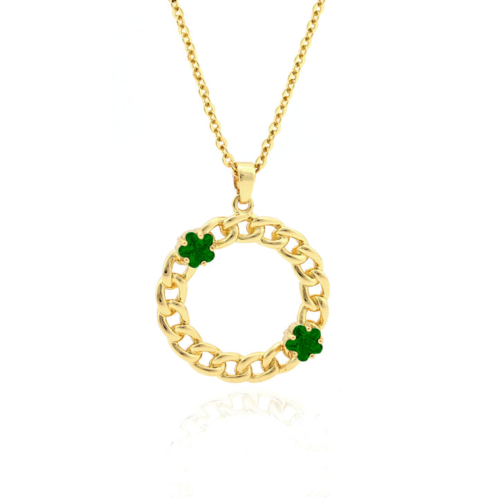 necklace curb circle w flower stones