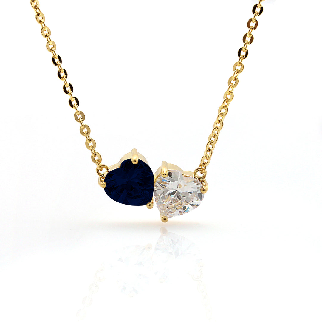 necklace twin heart stones