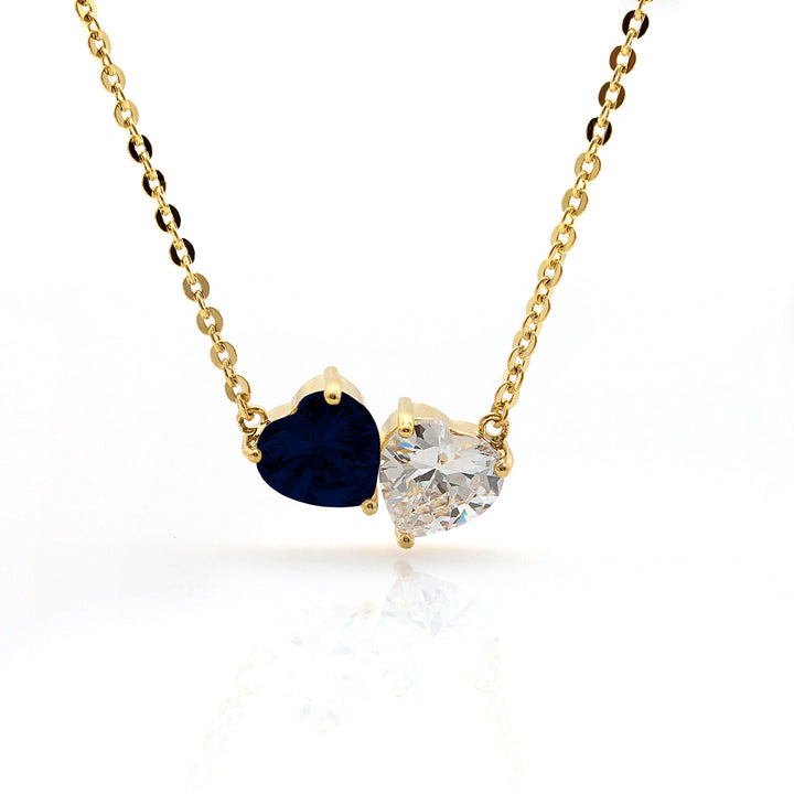 necklace twin heart stones
