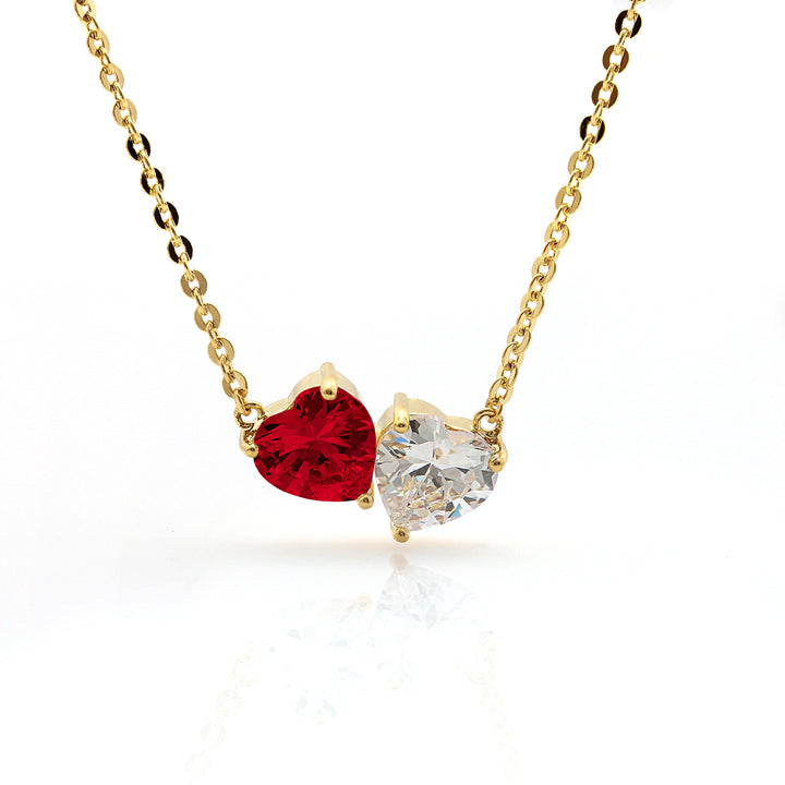 necklace twin heart stones