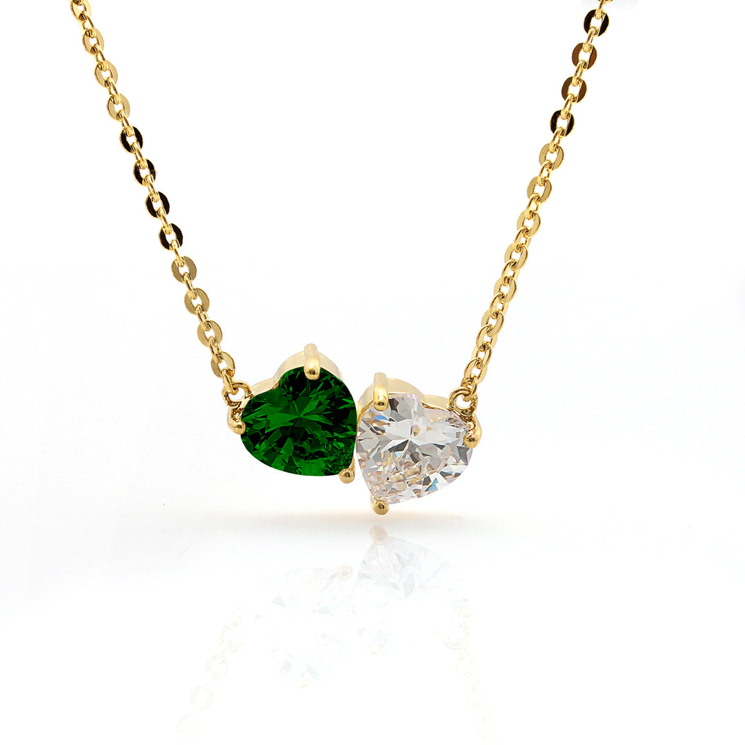 necklace twin heart stones