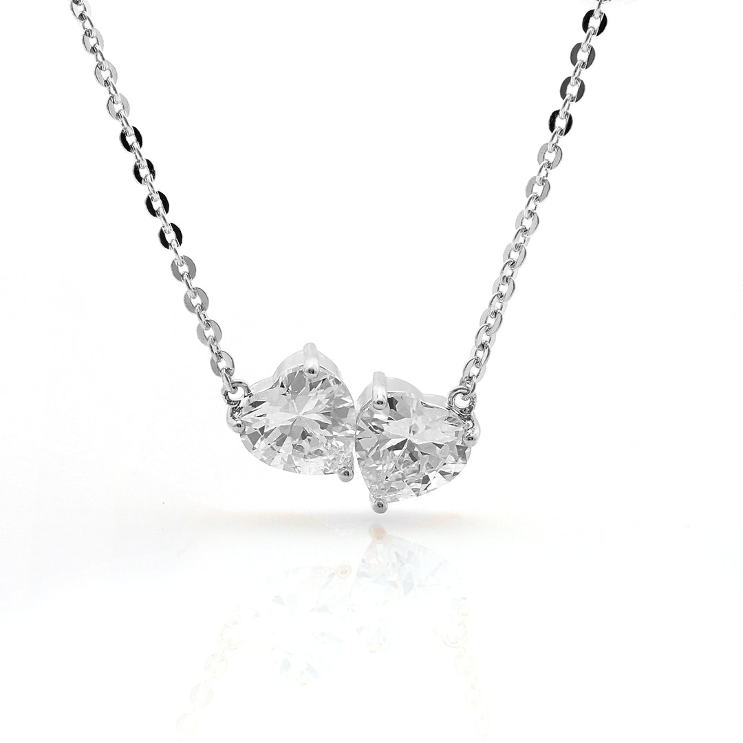 necklace twin heart stones