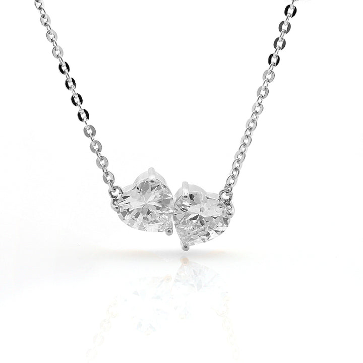 necklace twin heart stones