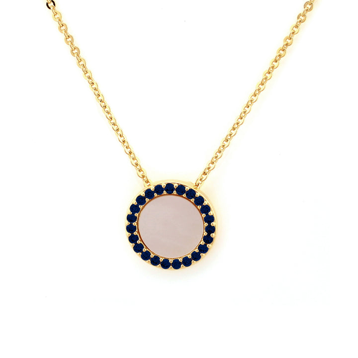 necklace round cz outline mop