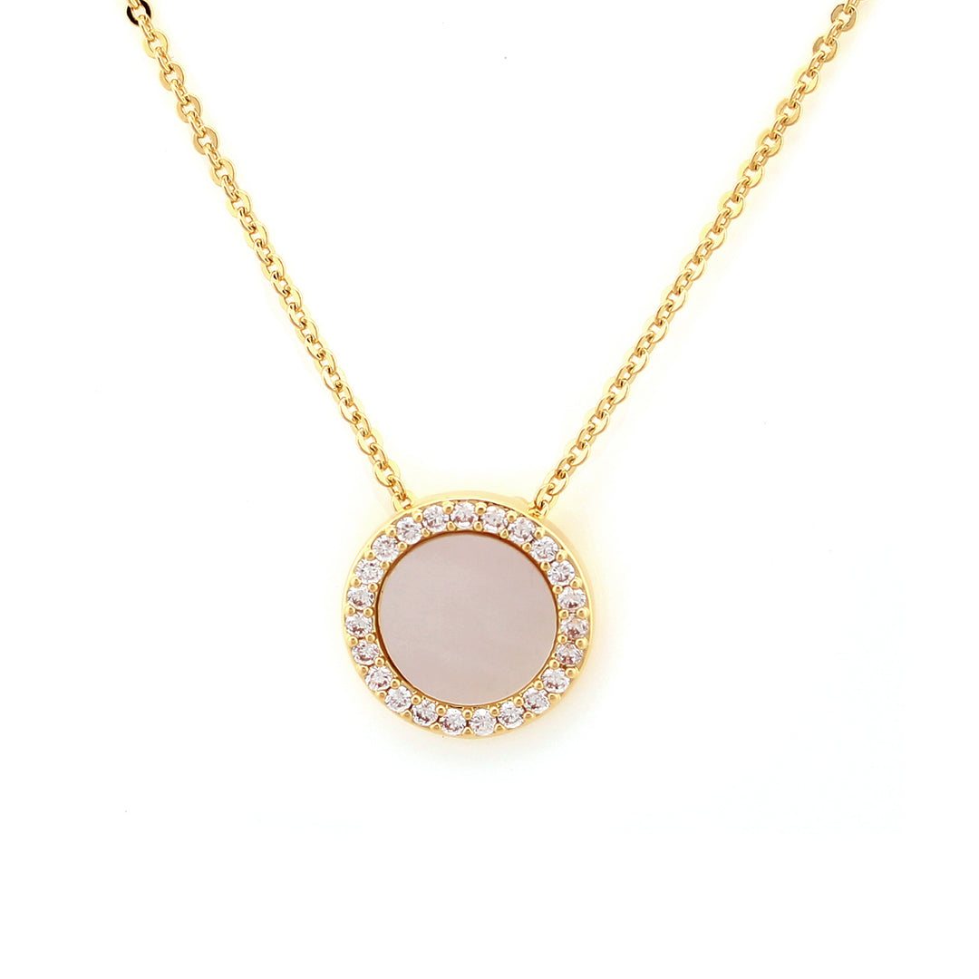 necklace round cz outline mop