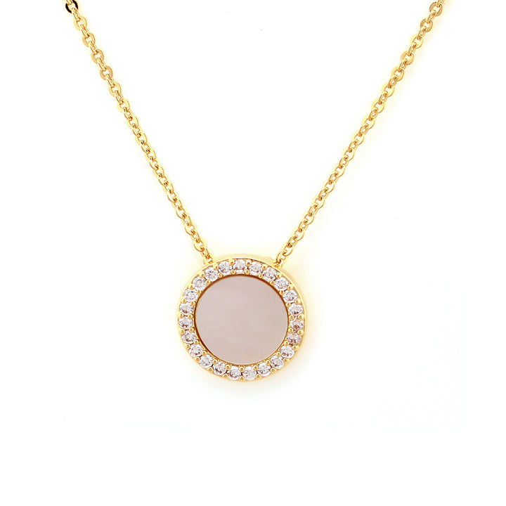 necklace round cz outline mop