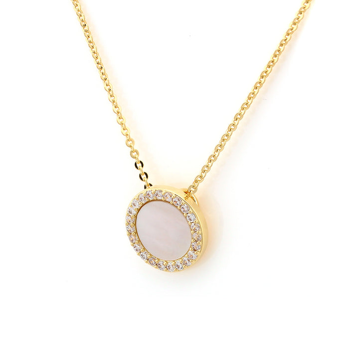 necklace round cz outline mop