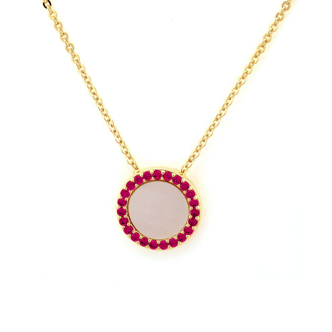 necklace round cz outline mop