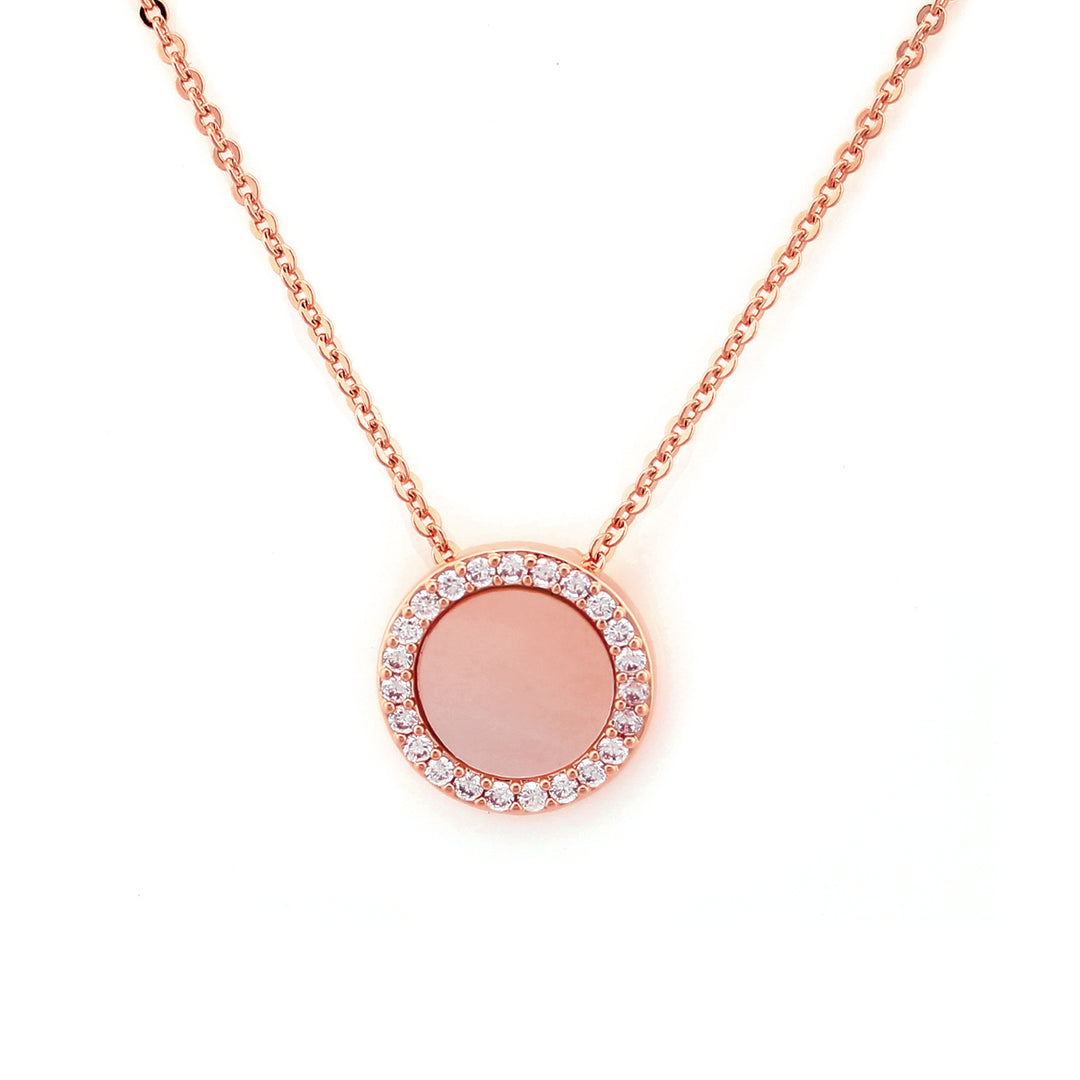 necklace round cz outline mop