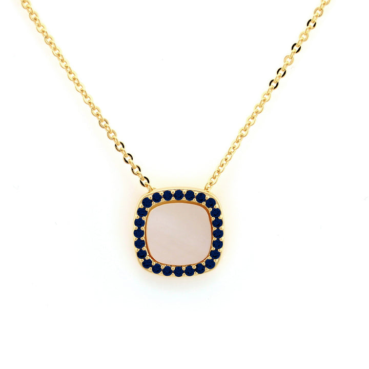 necklace square cz outline mop