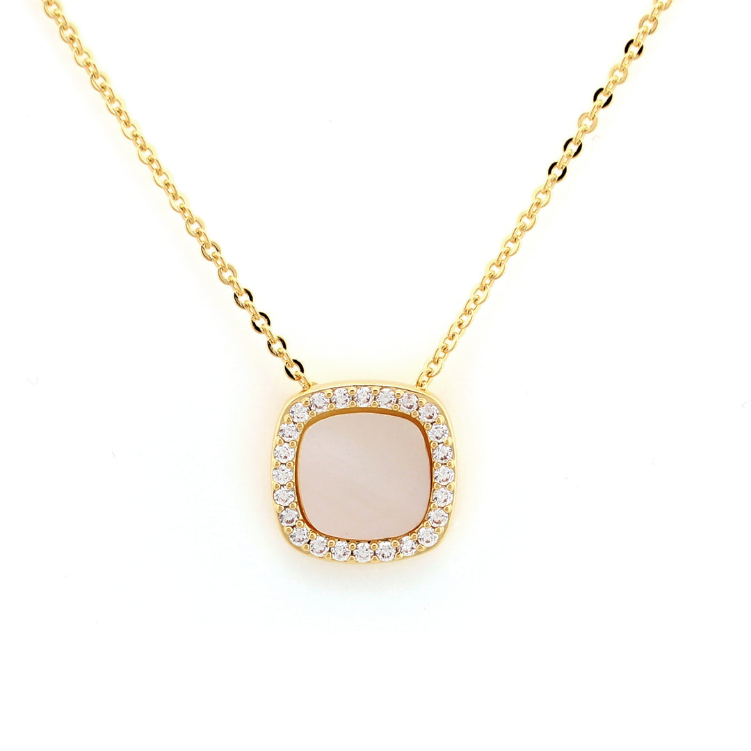 necklace square cz outline mop