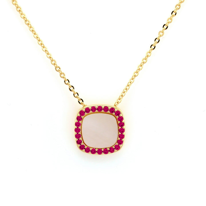 necklace square cz outline mop