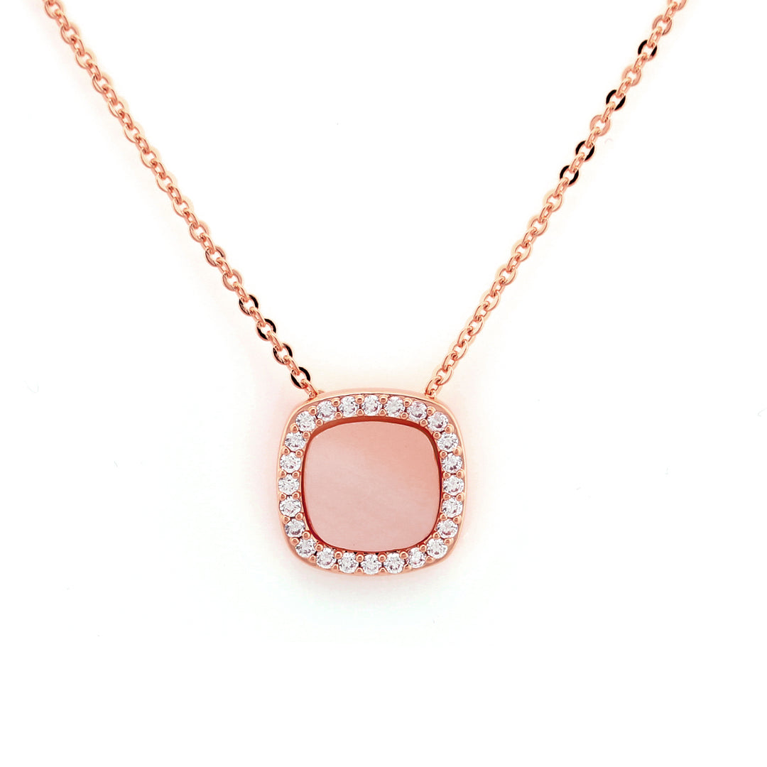 necklace square cz outline mop