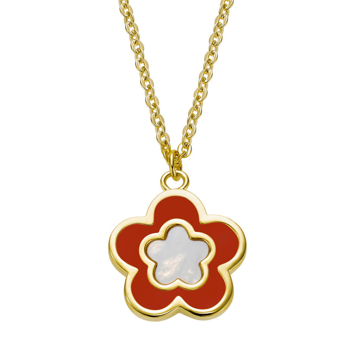 necklace mop enamel flower