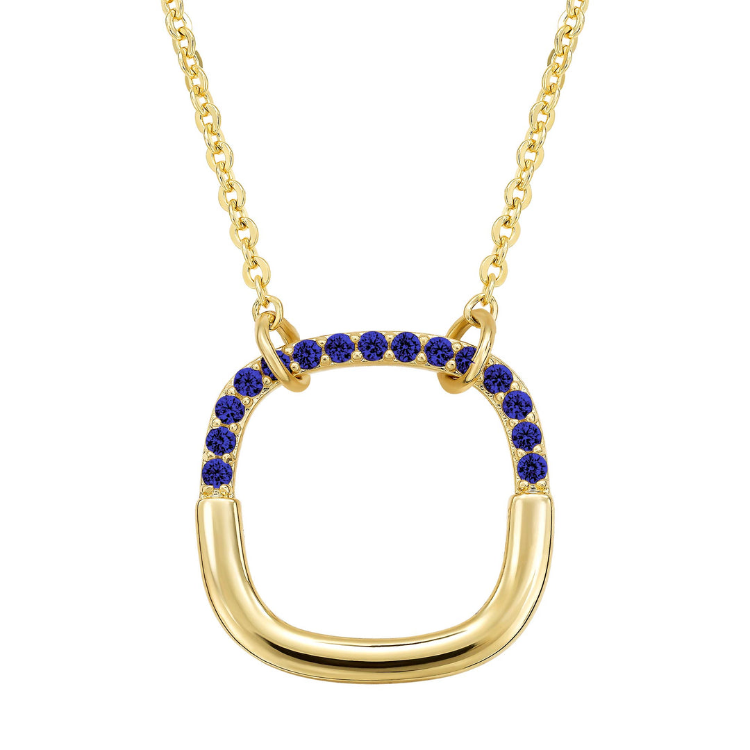 necklace half cz rounded square