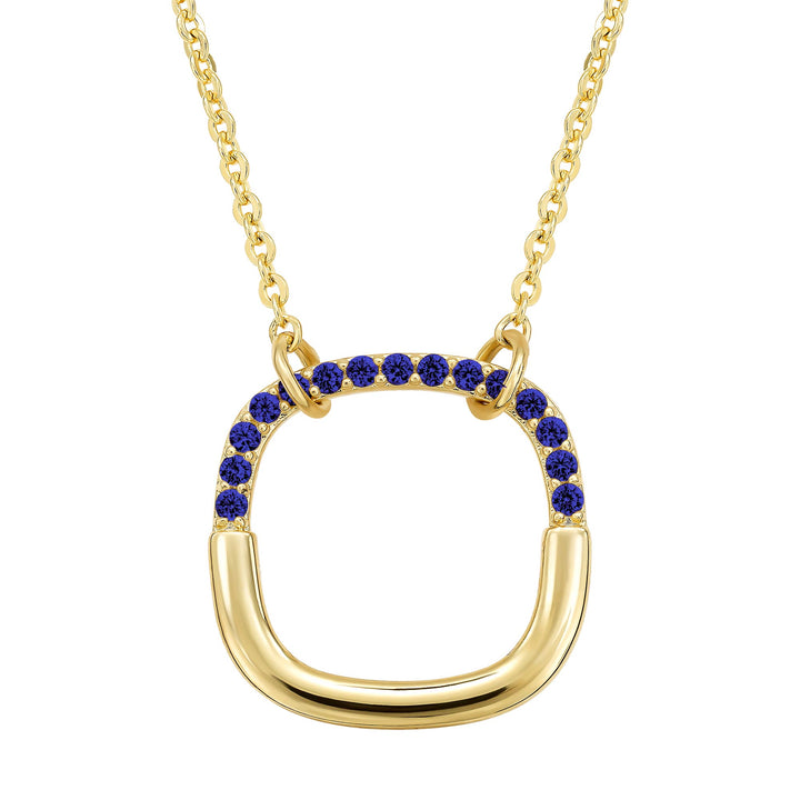 necklace half cz rounded square