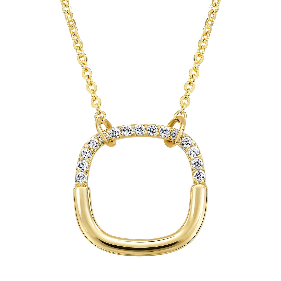 necklace half cz rounded square